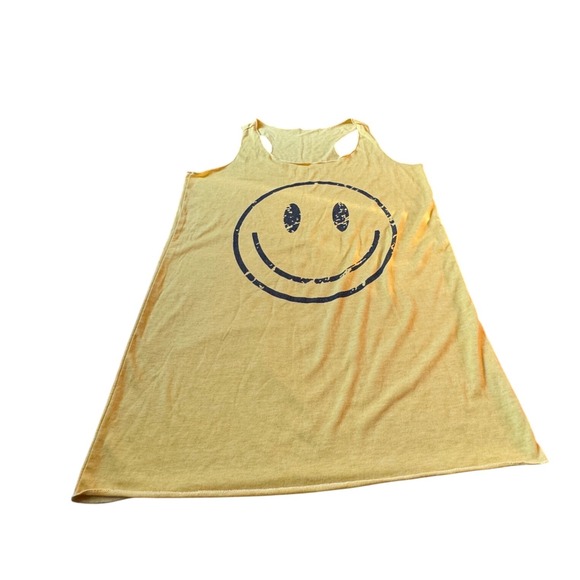 Tops - Yellow Smiley Face Racerback Tank Top S Casual Fun Grungy so soft